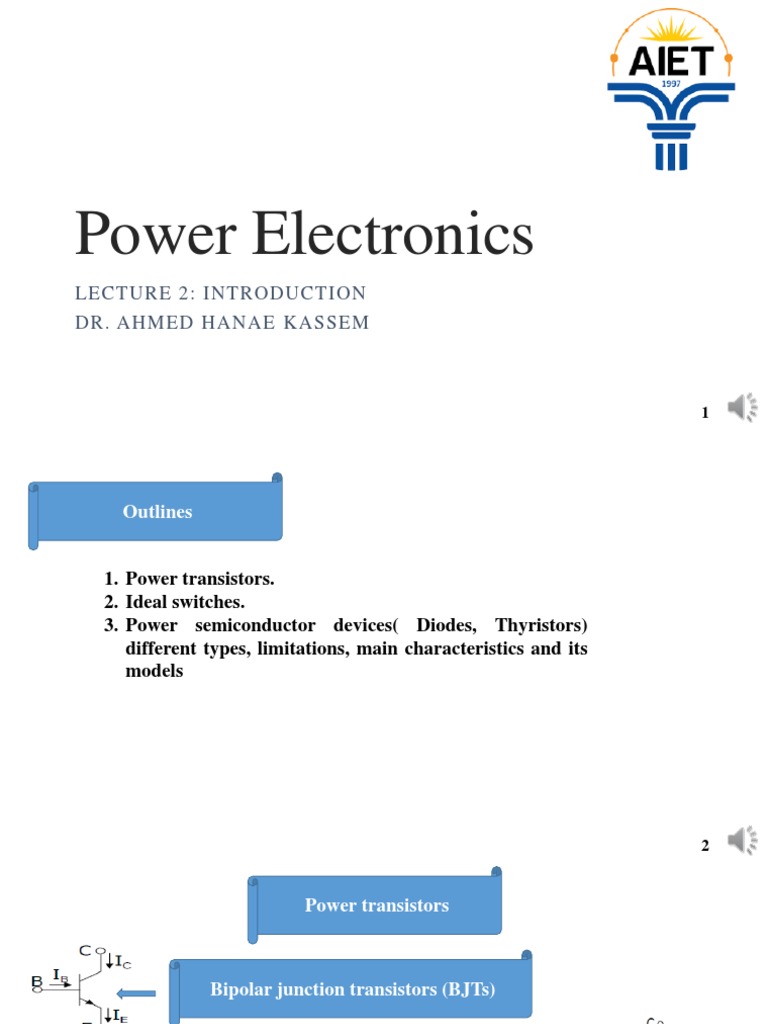 PE Lecture 2 PDF Bipolar Junction Transistor Transistor