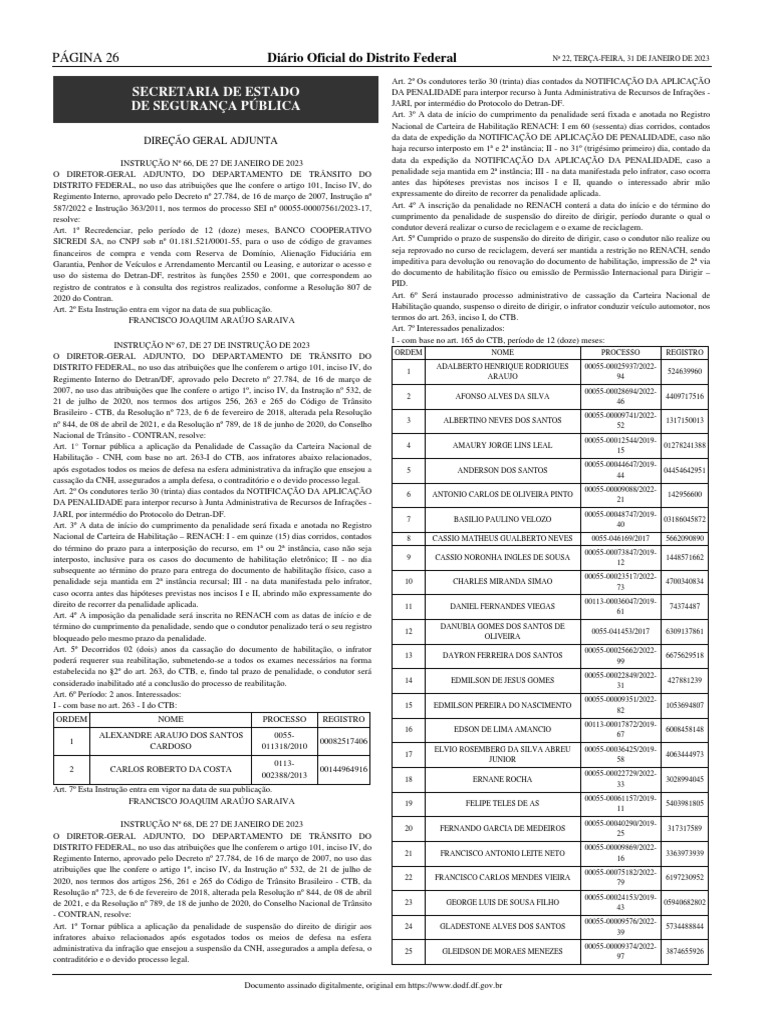 Dodf 022 31012023 Integra2629 PDF Carteira de Motorista Justiça