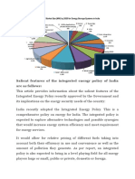 Salient Features of The Integrated Energy Policy of India Are As Follows