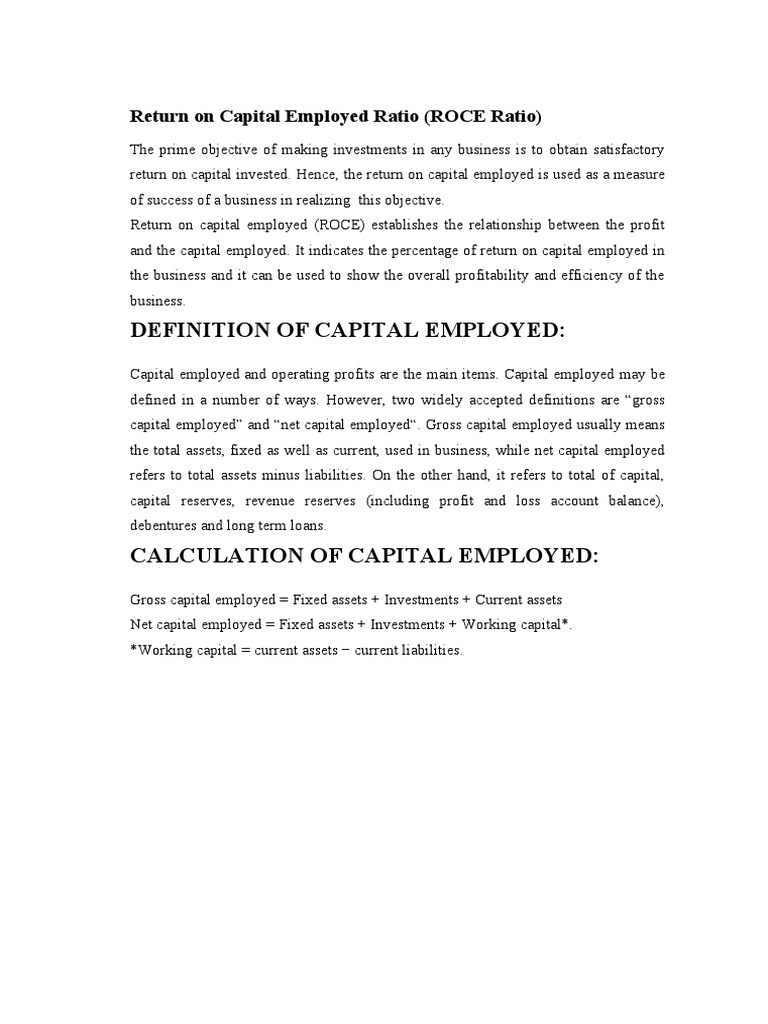 ROCE Ratio: A Guide for Investors | PDF