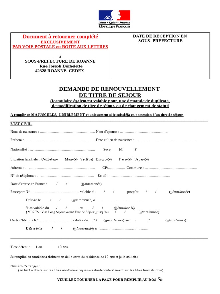 Renouvellement de Titre de Séjour à Roanne | PDF | Visa (Document ...