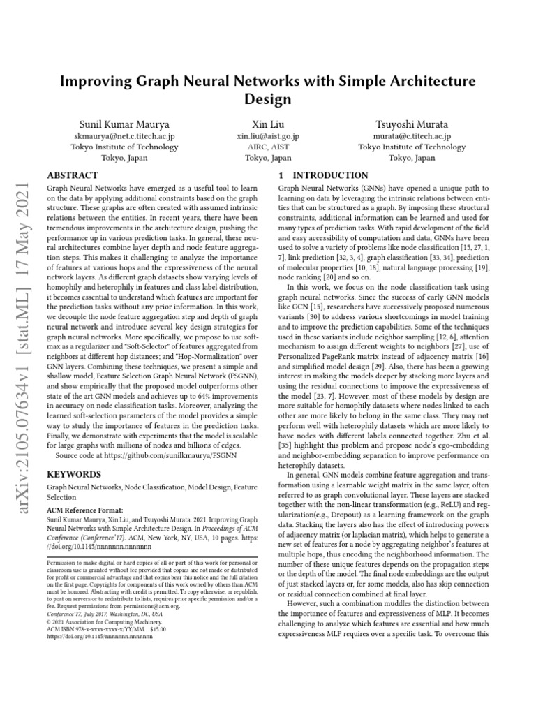 Improving Graph Neural Networks With Simple Architecture Design | PDF ...