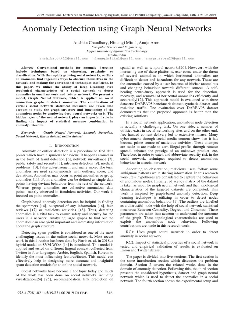 Anomaly Detection Using Graph Neural Networks | PDF