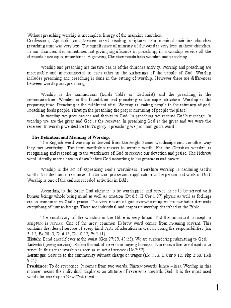 Importance of Worship and Preaching | PDF | Sermon | Christian Worship
