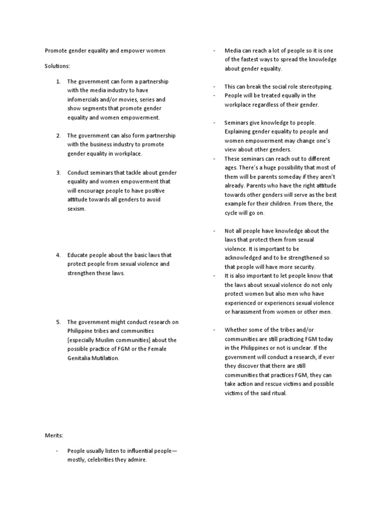 Strategies for Gender Equality Empowerment | PDF | Gender Equality ...