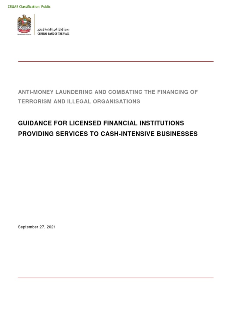 Guideline-AML and CFT - Cash Intensive Business (27-Sep-2021) | PDF