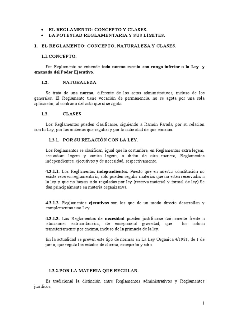 Clases y Límites del Reglamento Jurídico | PDF | Regulación | Gobierno ...