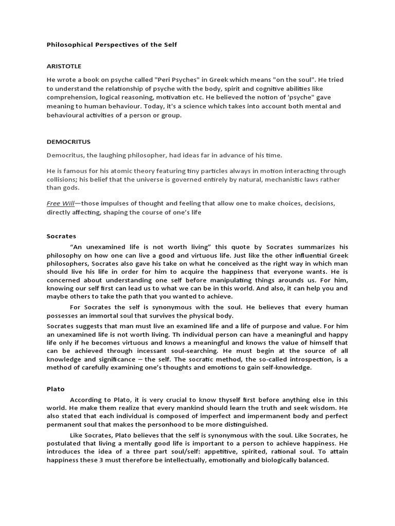 Philosophical Views on the Self | PDF | Soul | Philosophy Of Self