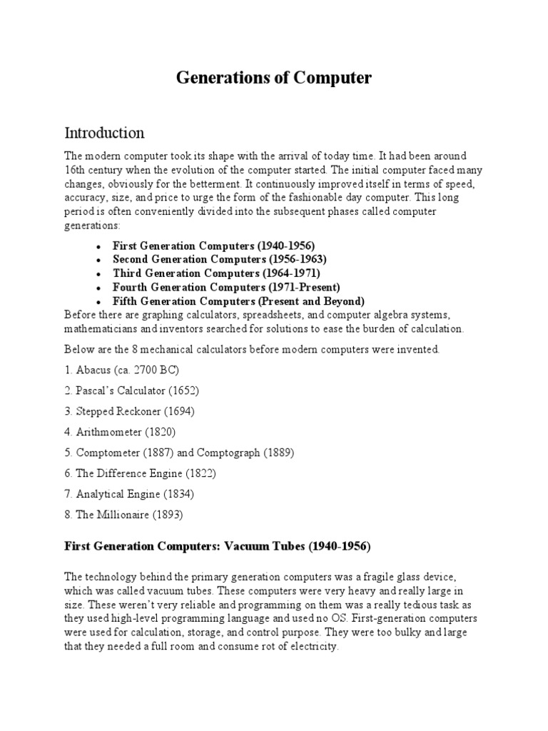 Generations of Computer | PDF