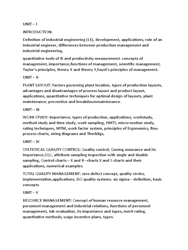 Industrial Engineering Syllabus Overview | PDF