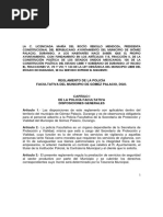 Reglamento de La Policia Facultativa GOMEZ PALACIO