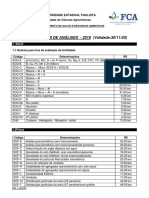 Tabela de Preços Analises 2018 - Valida Até 30-11-20