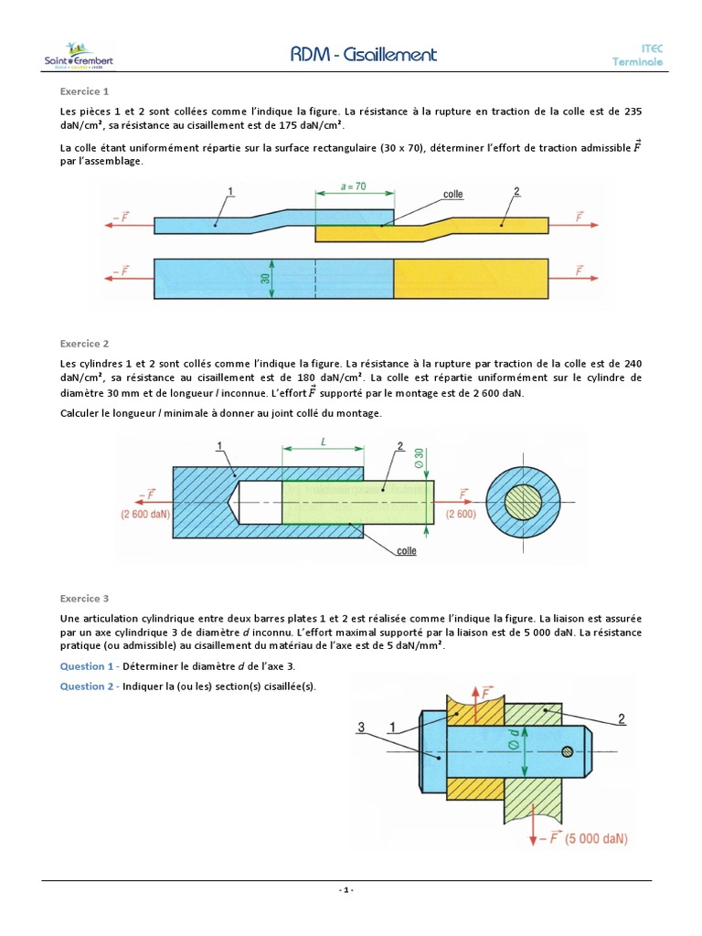 Calculs de cisaillement en assemblages collés | PDF | Technologie et ...