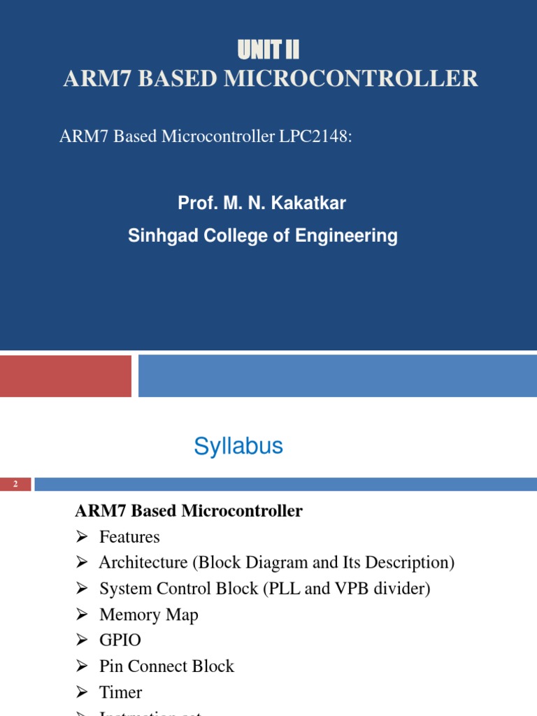 Unit 2 - ARM7 Based Microcontroller | PDF | Microcontroller | System On ...