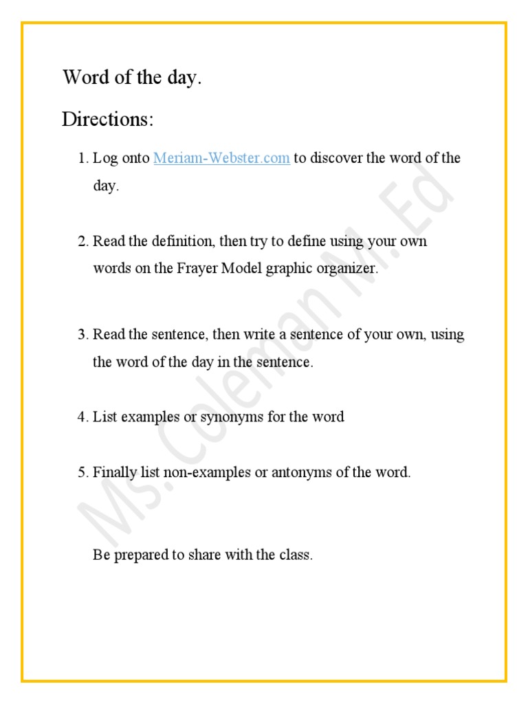 Word of The Day - Directions | PDF | Social Science