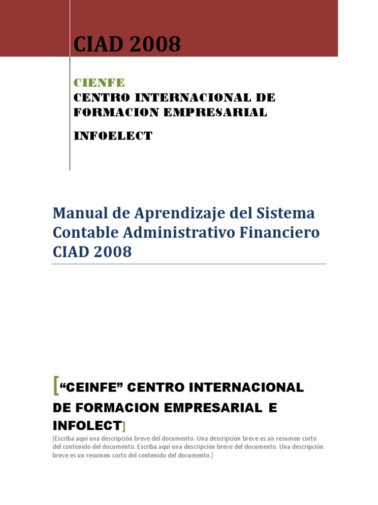 Manual de CIAD 2008: Instalación y Uso | PDF | Contabilidad | Archivo ...