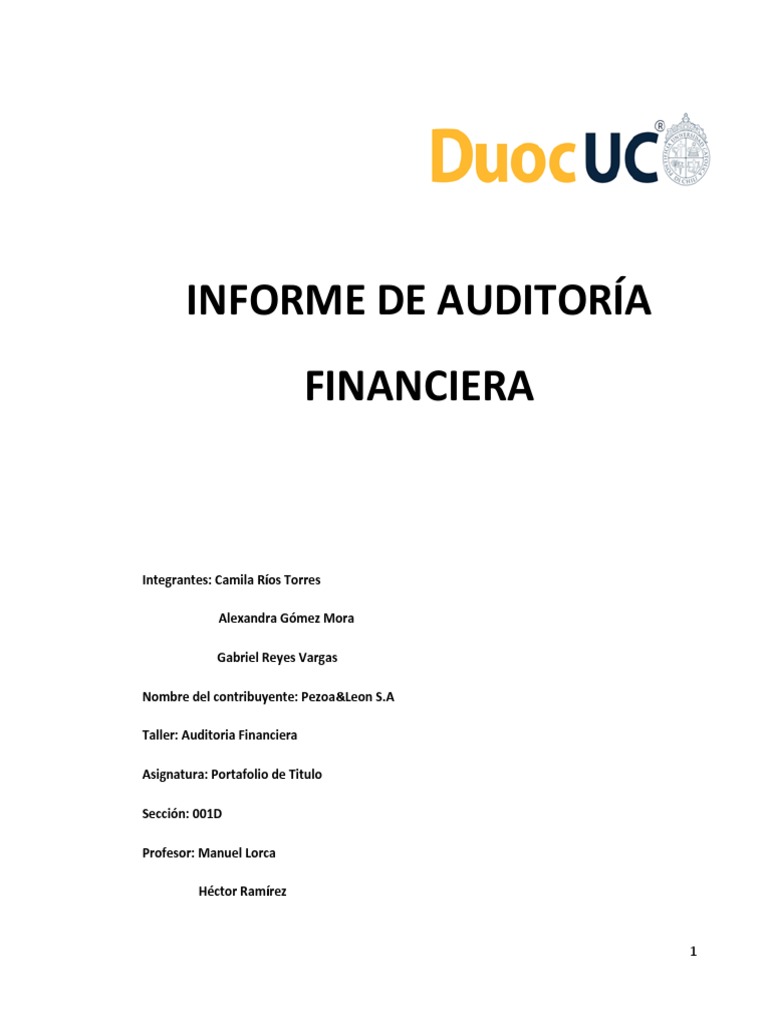 Informe de Auditoría Financiera 2023 | PDF | Auditoría | Contabilidad