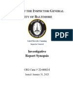 O I G C B: Investigative Report Synopsis