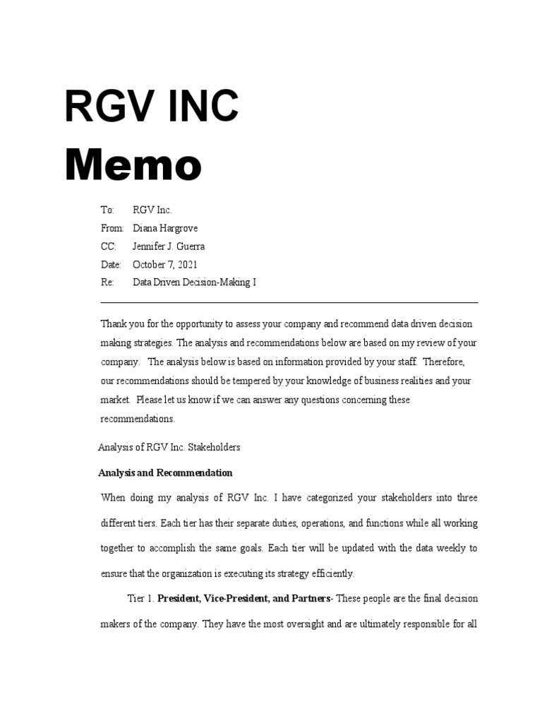 Data Strategy for RGV Inc. | PDF | Performance Indicator | Gross Margin