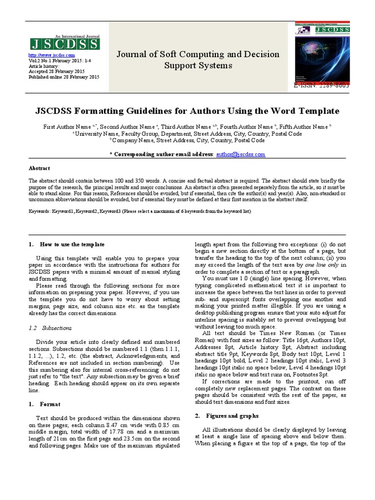 JSCDSS Author Formatting Guidelines | PDF | Writing | Written Communication