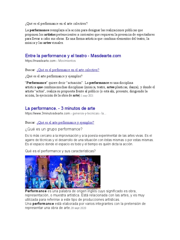 9nos A - B - C Qué Es El Performance en El Arte Colectivo | PDF | Arte ...