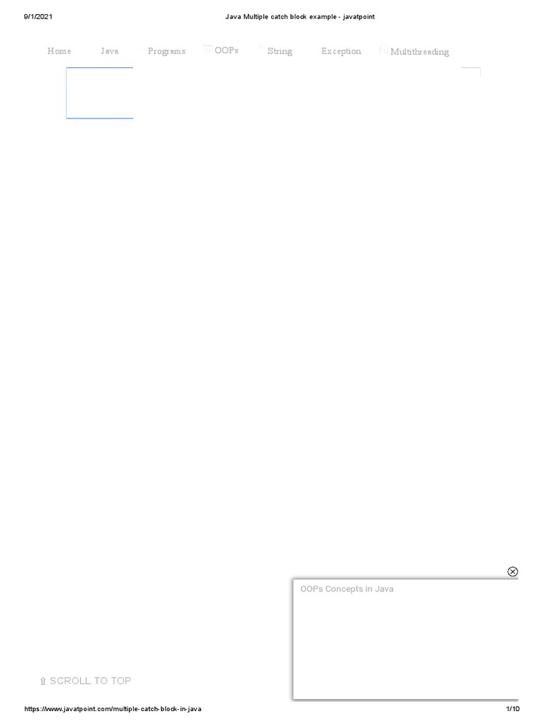 7 B Java Multiple Catch Block Example - Javatpoint | PDF | Java ...
