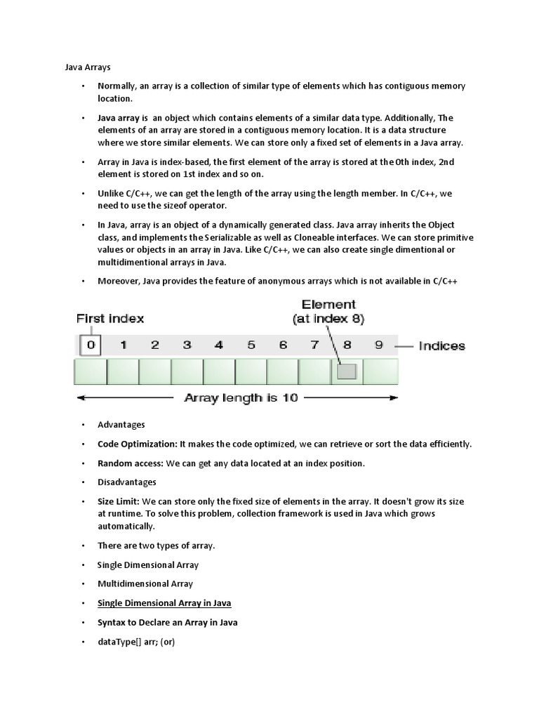 Java Arrays | PDF image.