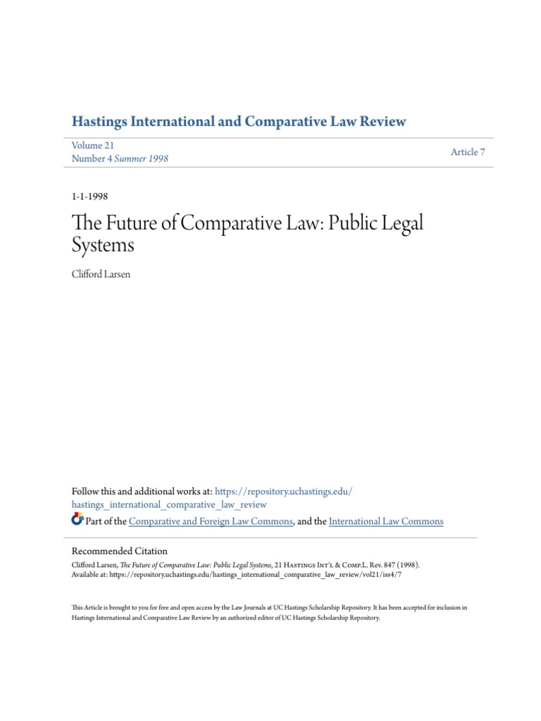 The Future of Comparative Law - Public Legal Systems | PDF