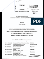 Couplage Chromatographie Liqutoe - Spectrometrie de Masse Par L'Intermediaire D'Une Interface Electrospray. Microchromatographde Liquide