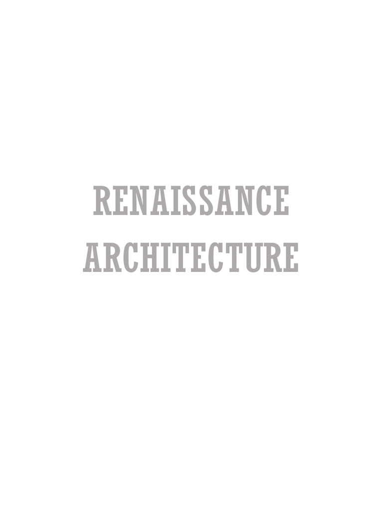Renaissance Architecture Pdf Florence Architectural Design