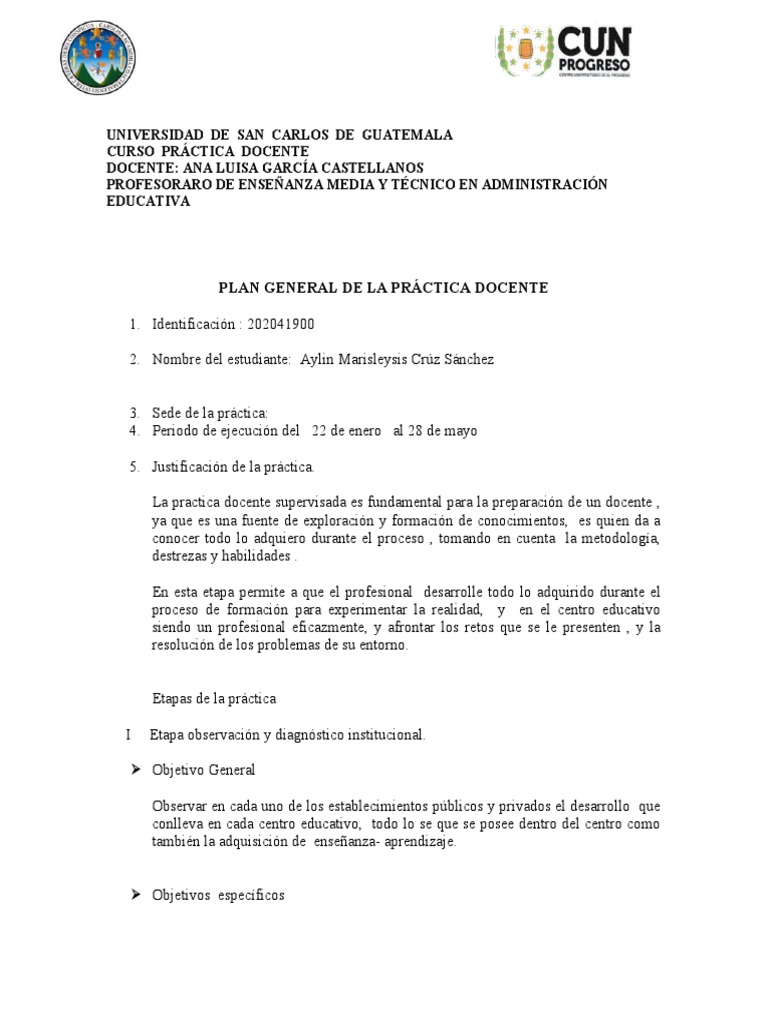 Plan de Práctica Docente 2023 | PDF | Método de enseñanza | Aprendizaje