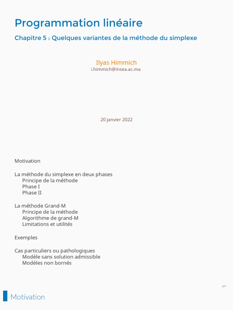 Méthode du Simplexe en Deux Phases | PDF | Optimisation mathématique ...