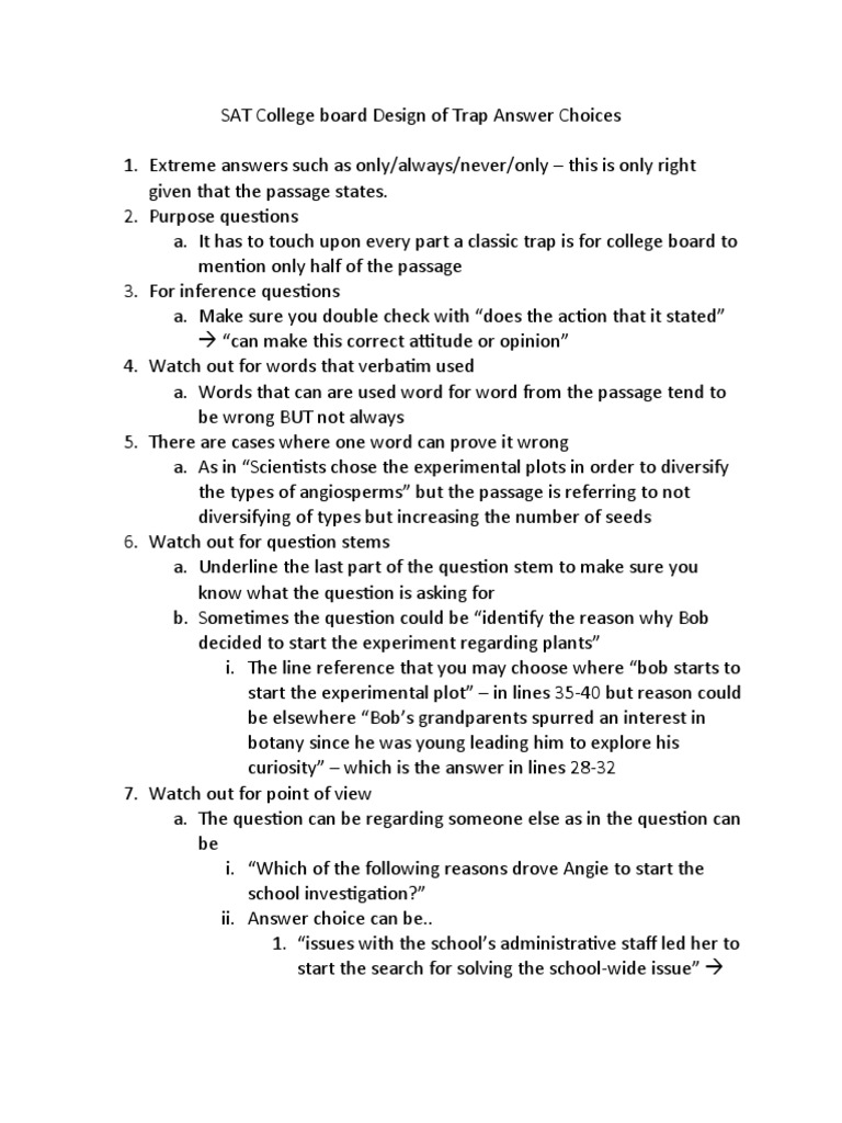 SAT CB Design of Flaw Answer Choices Download Free PDF Question