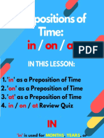 ON IN AT Prepositions of Time ESL Lesson