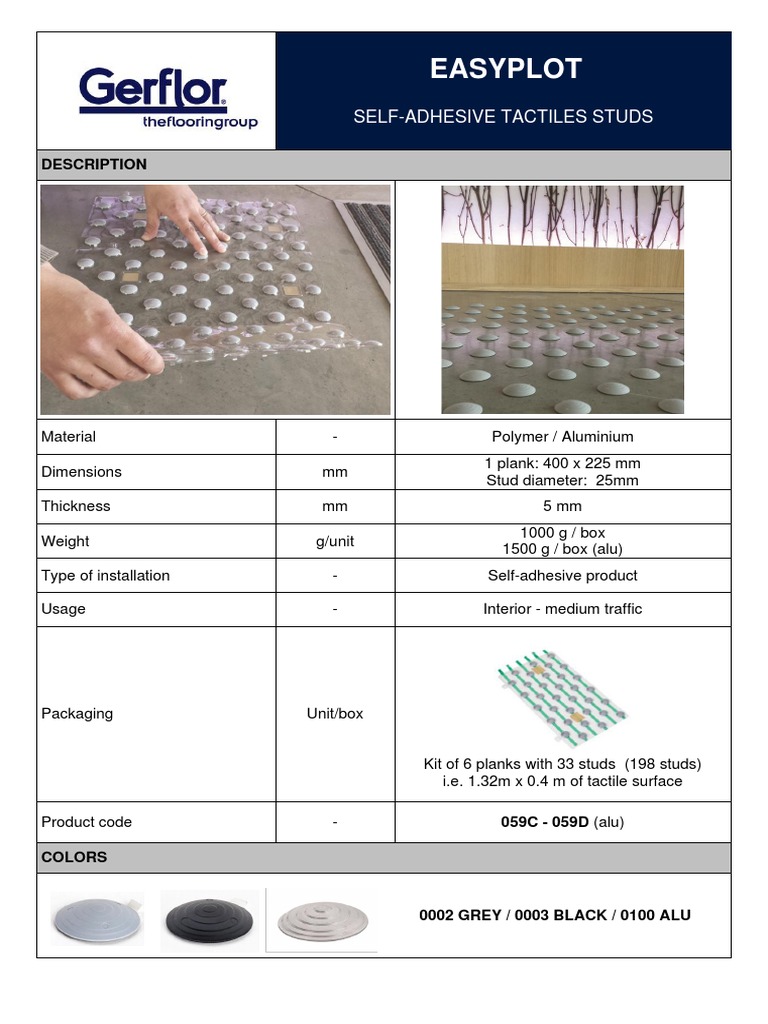 Easyplot Self-Adhesive Tactile Studs | PDF