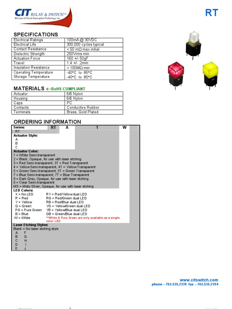 RT Series Switch Specifications | PDF | Technology & Engineering