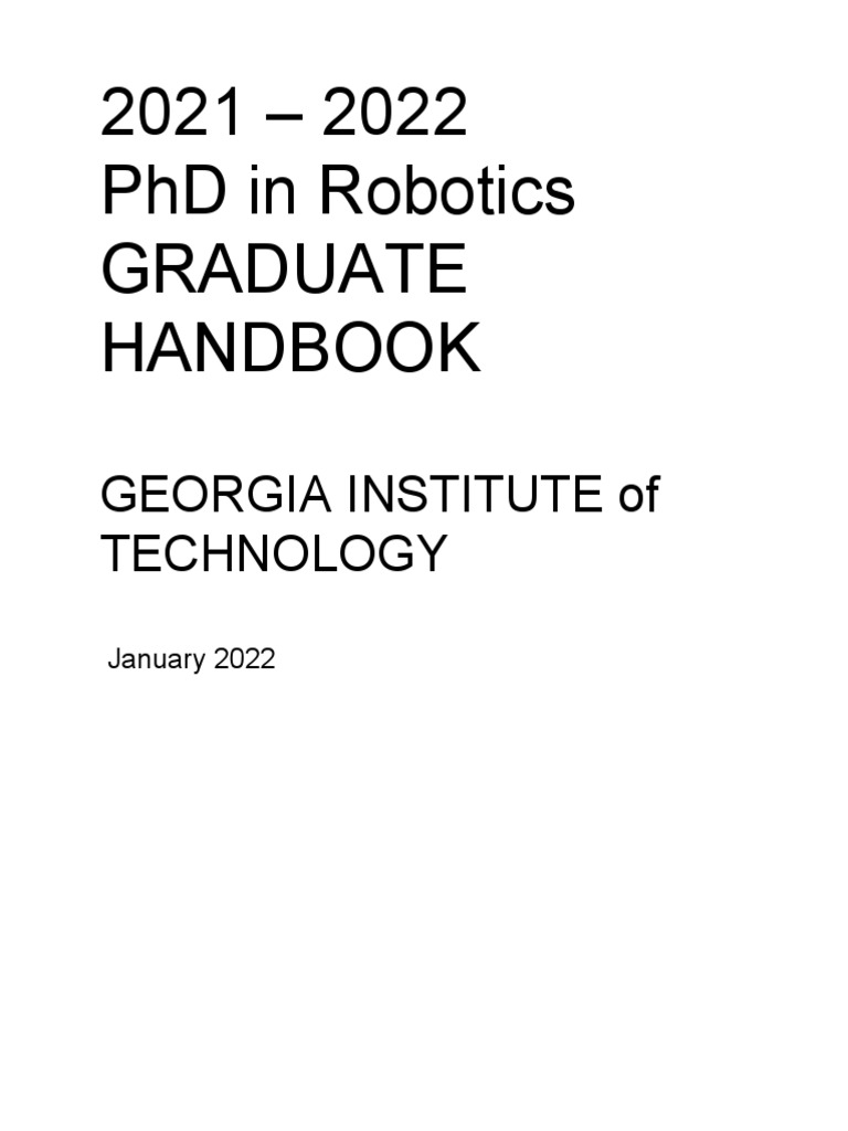 Robotics PHD Handbook 2022 PDF Thesis Doctor Of Philosophy