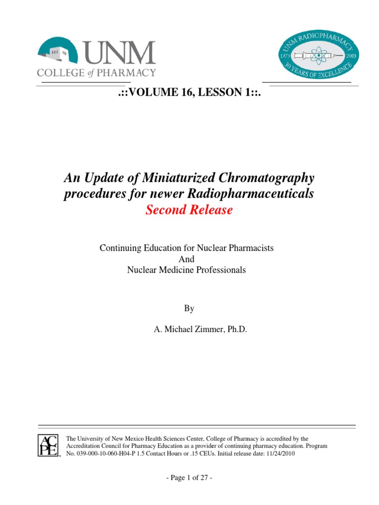 Chromatography Procedures For Newer Radiopharmaceuticals PDF