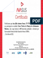 Curso Teórico de Manejo Do Aleitamento Materno - Certificado de Conclusão