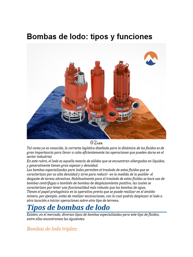 Bombas de Lodo | PDF | Bomba | Barro