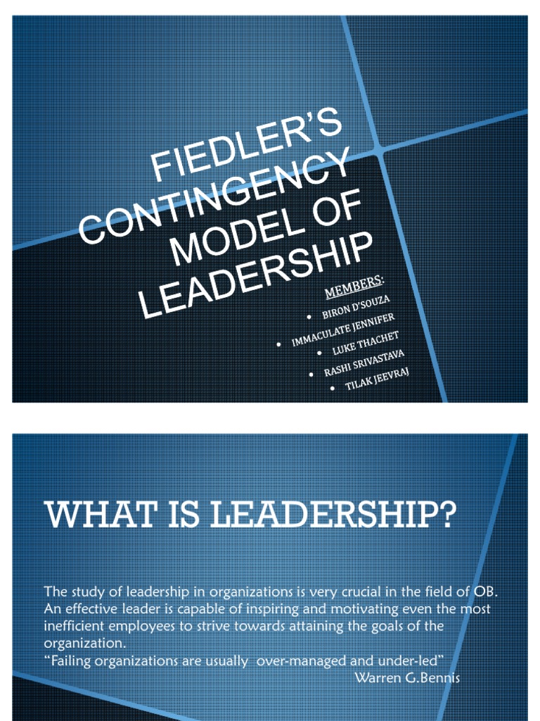 Fiedler's Contingency Model of Leadership | PDF | Leadership ...