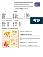 Avaliação de Inglês - 4º Ano