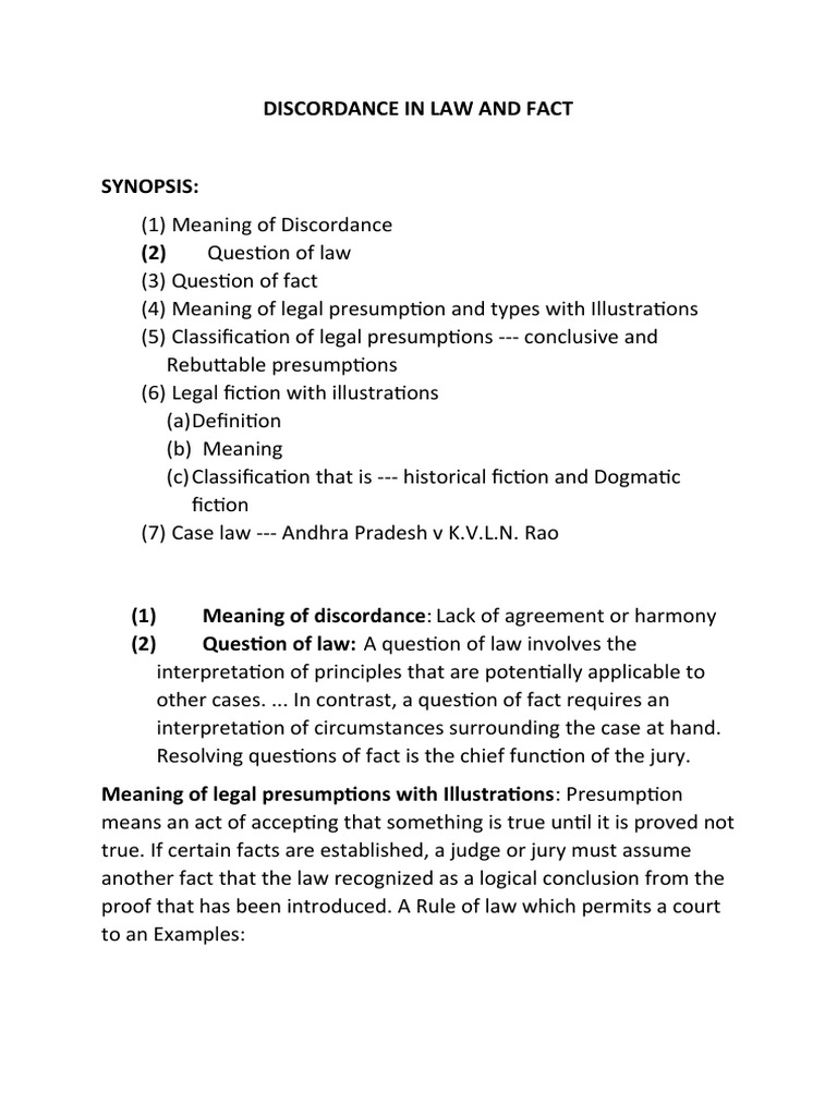 Discordance in Law and Fact | PDF | Evidence (Law) | Question Of Law