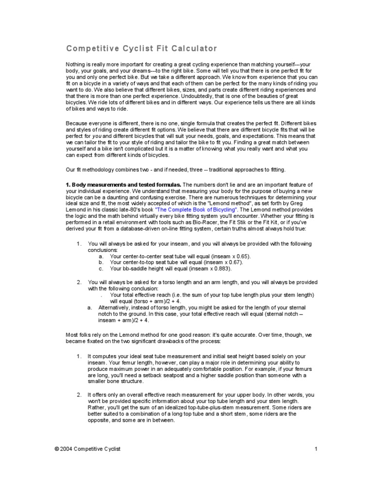 MTB Fit Details | PDF