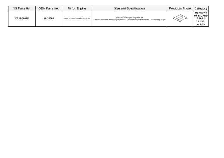 Mercury Outboard Spark Plug Wires PDF