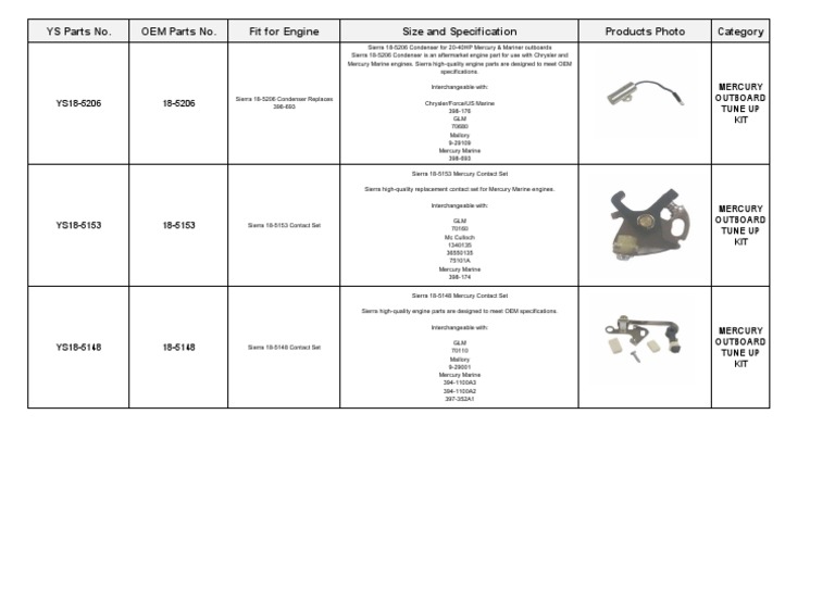Mercury Outboard Tune Up Kit PDF Vehicle Parts Watercraft