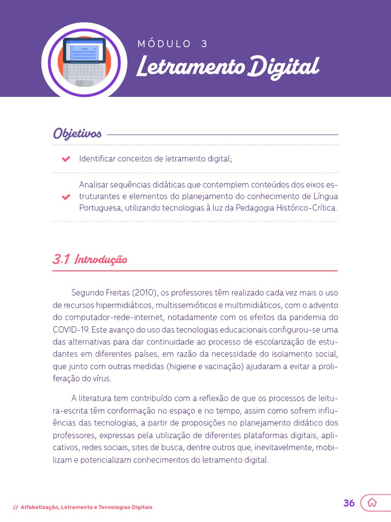 E-Book 3 - Letramento Digital, PDF, Alfabetização