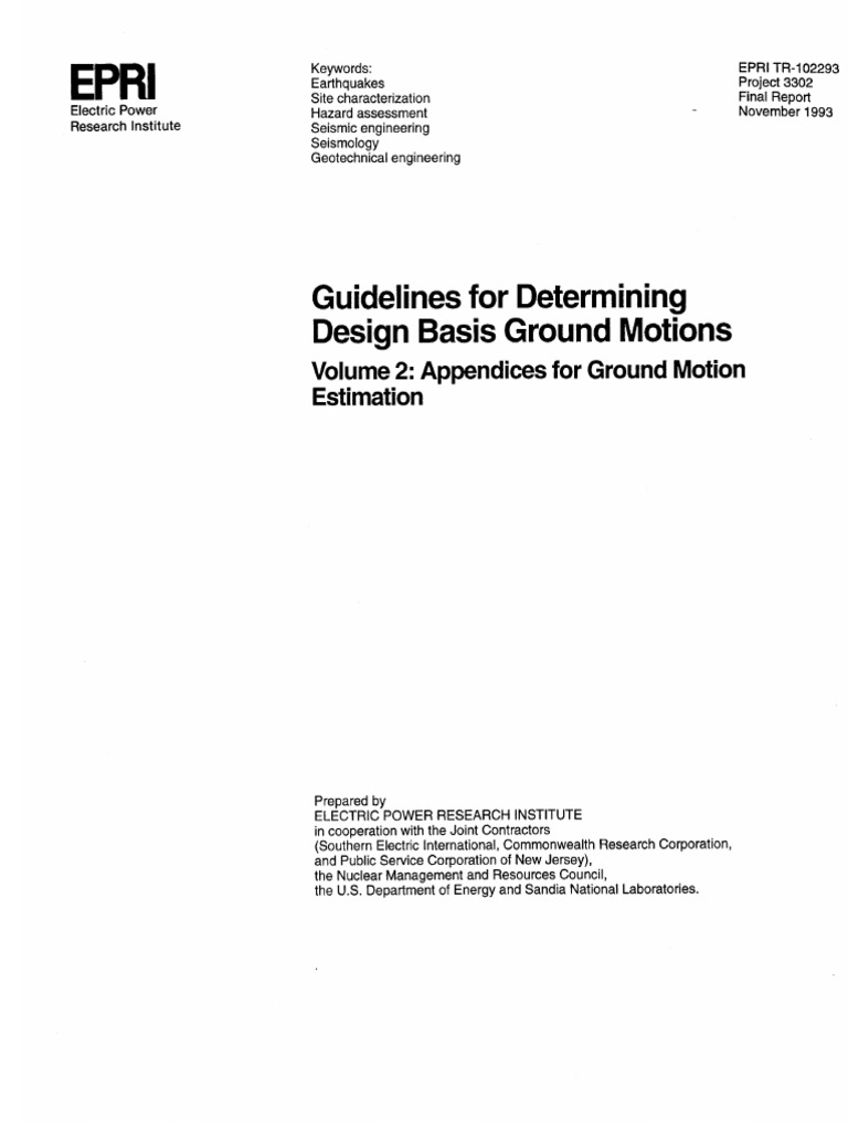 Guidelines For Determining Design Basis Ground Motions V2 Pdf