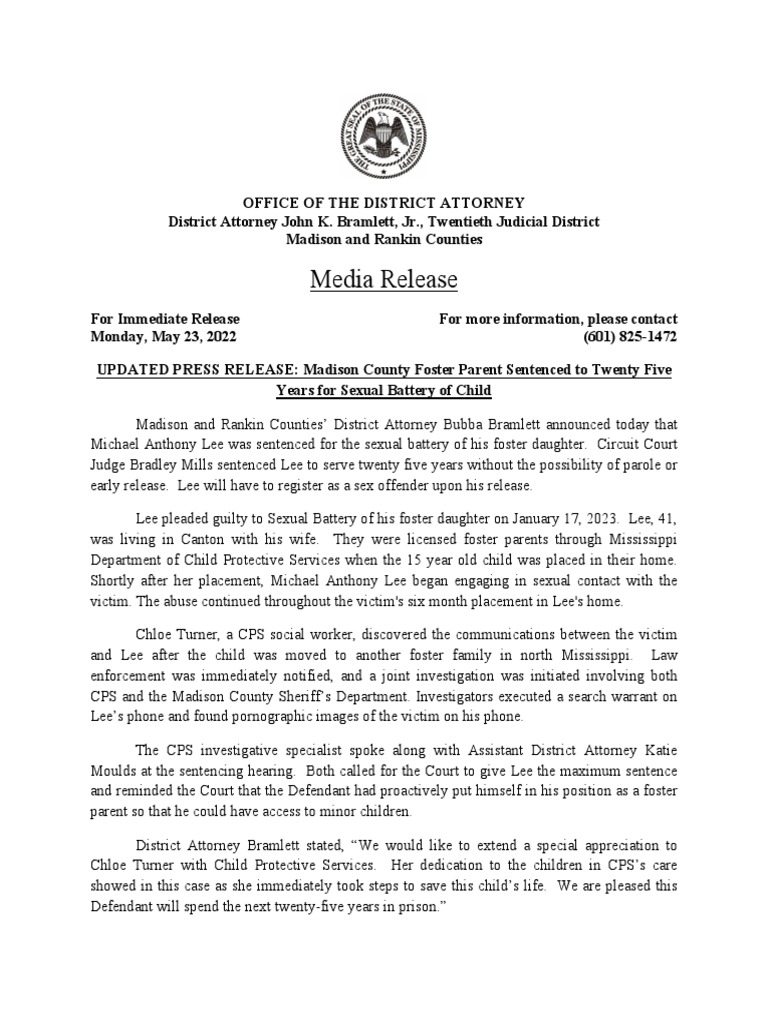 Lee michael sexual battery sentencing update download free pdf