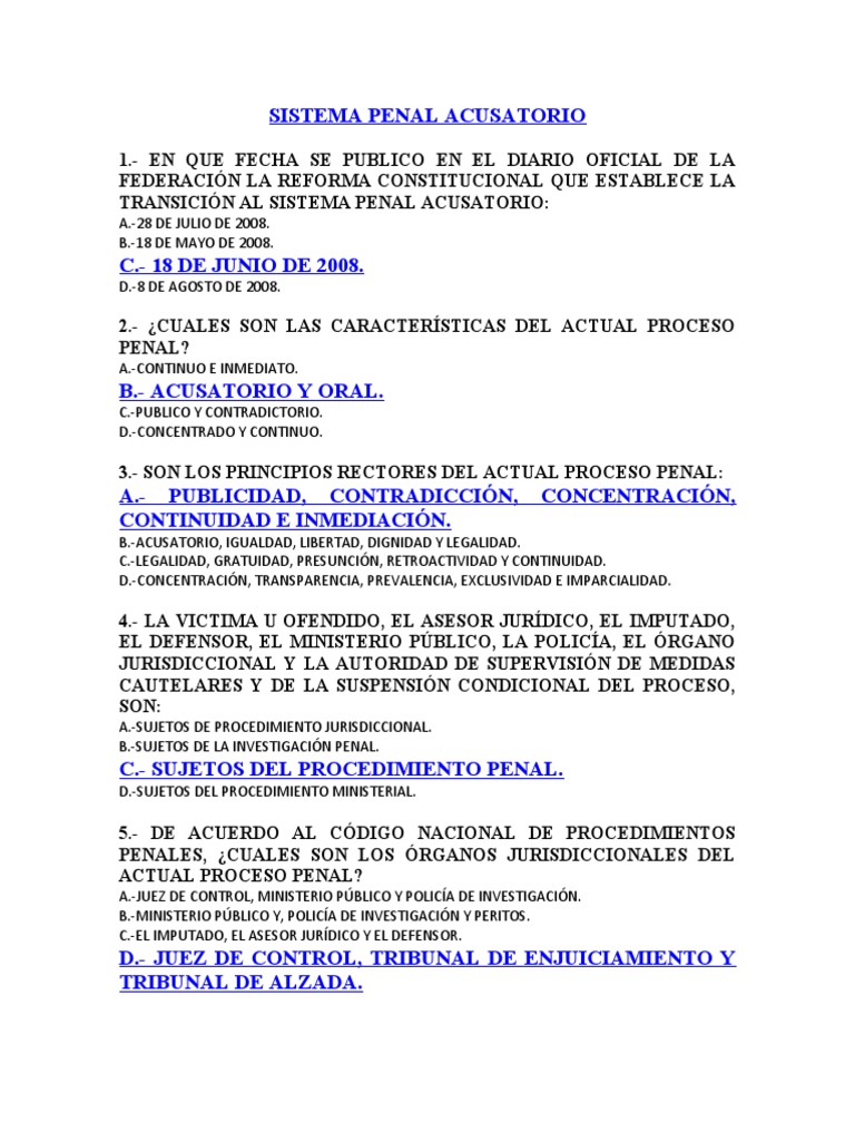 Principios del Sistema Penal Acusatorio | PDF | Procedimiento Criminal ...